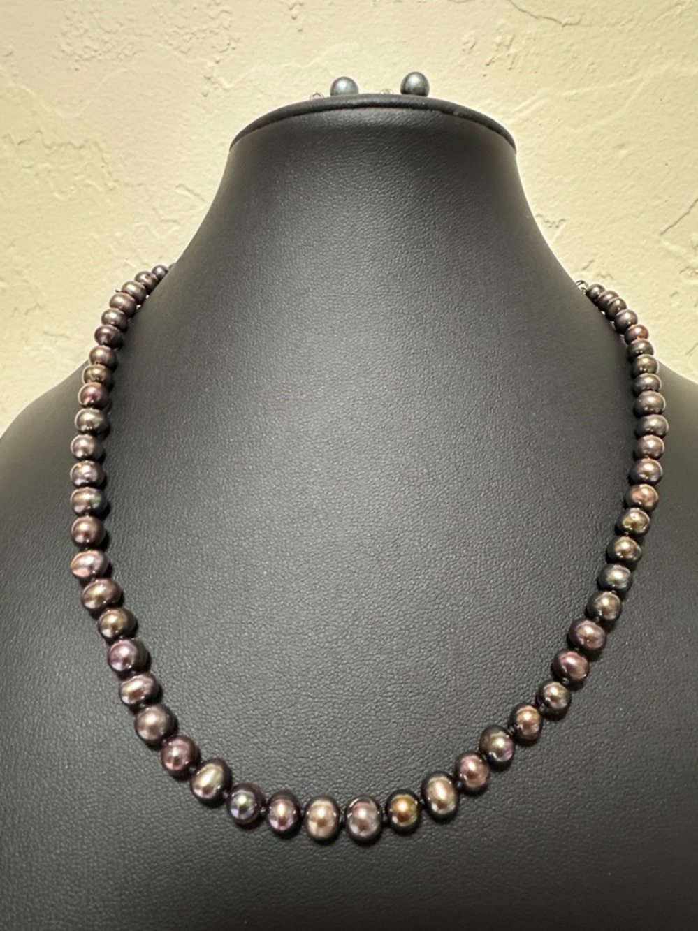 Tahitian Fresh Water Pearls Sterling Silver Necklace & Earring Set New In Box
